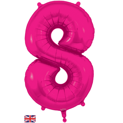 Pink Number 8 Balloon - Foil Number Balloon 1pc (34