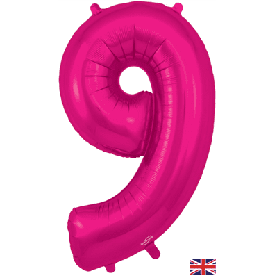 Pink Number 9 Balloon - Foil Number Balloon 1pc (34