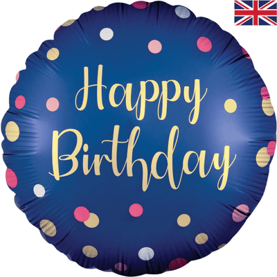 Polka Navy Pink Birthday Foil Balloon (18