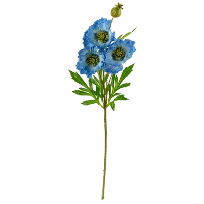 Poppy Spray (Blue) 70cm (Eleganza) 1pc