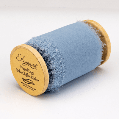 Powder Blue Frayed Edge Chiffon Ribbon 50mm x 5m (Eleganza) 1pc