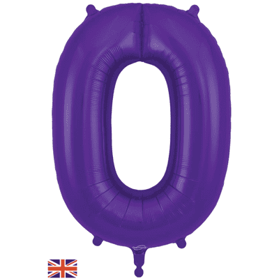 Purple Number 0 Balloon - Foil Number Balloon 1pc (34