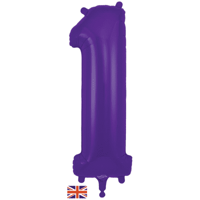 Purple Number 1 Balloon - Foil Number Balloon 1pc (34