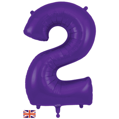 Purple Number 2 Balloon - Foil Number Balloon 1pc (34