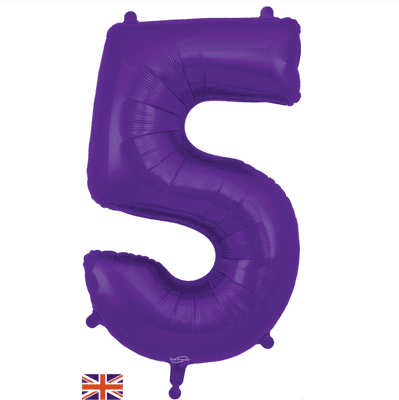 Purple Number 5 Balloon - Foil Number Balloon 1pc (34