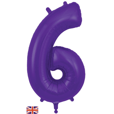 Purple Number 6 Balloon - Foil Number Balloon 1pc (34
