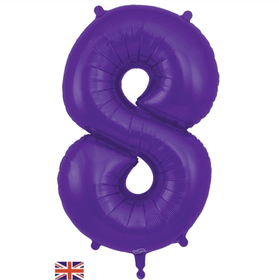 Purple Number 8 Balloon - Foil Number Balloon 1pc (34