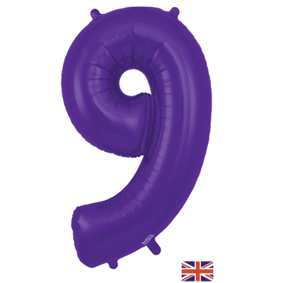 Purple Number 9 Balloon - Foil Number Balloon 1pc (34