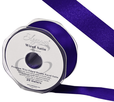 Purple Wired Edge Double Faced Satin Ribbon 25mm x 20m (Eleganza) 1pc