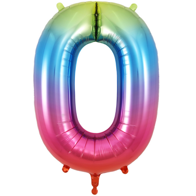 Rainbow Number 0 Balloon - Foil Number Balloon 1pc (34