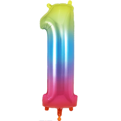 Rainbow Number 1 Balloon - Foil Number Balloon 1pc (34