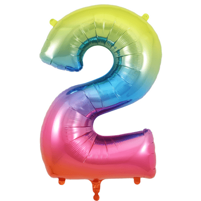 Rainbow Number 2 Balloon - Foil Number Balloon 1pc (34