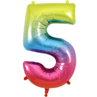 Rainbow Number 5 Balloon - Foil Number Balloon 1pc (34