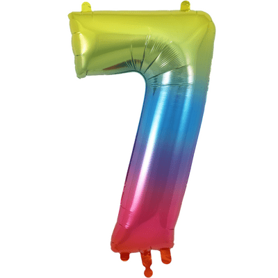 Rainbow Number 7 Balloon - Foil Number Balloon 1pc (34