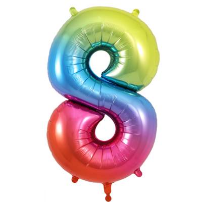 Rainbow Number 8 Balloon - Foil Number Balloon 1pc (34