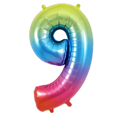 Rainbow Number 9 Balloon - Foil Number Balloon 1pc (34