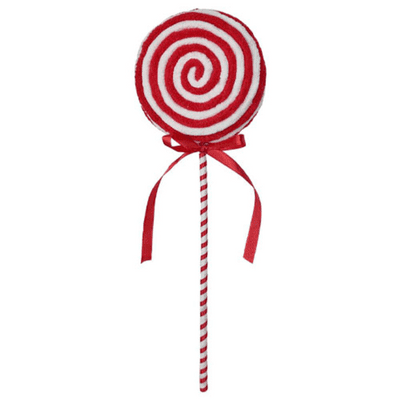 Red Chenille Lollipop Swirl Pick Decoration (39cm) 1pc