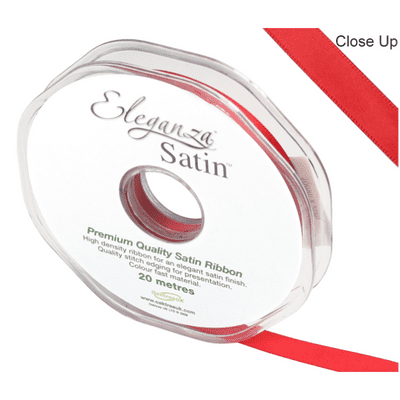 Red Double Faced Satin Ribbon 10mm x 20m (Eleganza) 1pc