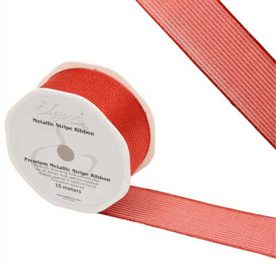 Red Metallic Stripe Ribbon 38mm x 10m (Eleganza) 1pc