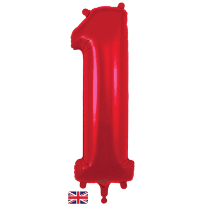 Red Number 1 Balloon - Foil Number Balloon 1pc (34