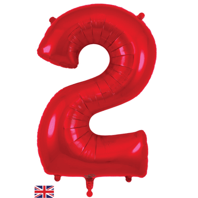 Red Number 2 Balloon - Foil Number Balloon 1pc (34