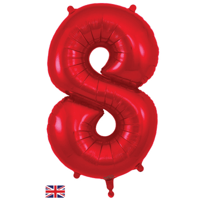 Red Number 8 Balloon - Foil Number Balloon 1pc (34