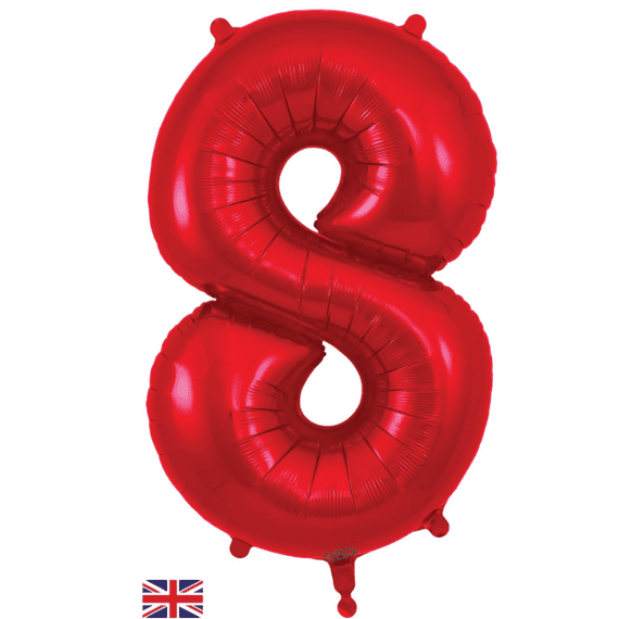 Red Number 8 Balloon - Oaktree Number Balloon | Free Delivery