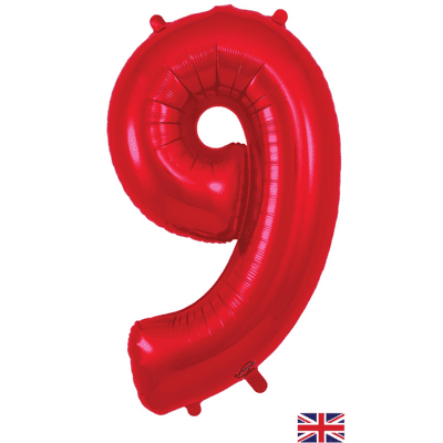 Red Number 9 Balloon - Foil Number Balloon 1pc (34