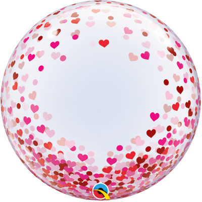 Red & Pink Confetti Hearts Bubble Balloon (24