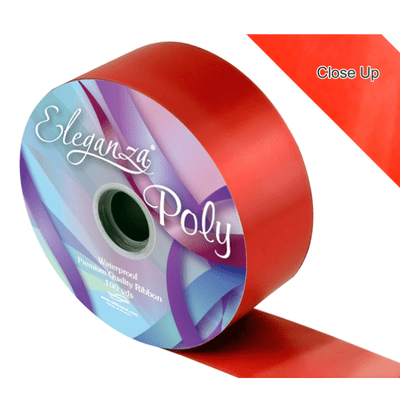 Red Poly Ribbon 50mm x  91m (Eleganza) 1pc