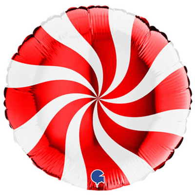 Red & White Swirly Foil Balloon (Grabo 18