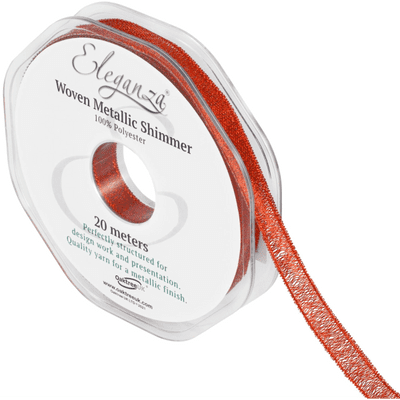 Red Woven Metallic Shimmer Ribbon 10mm x 20m (Eleganza) 1pc