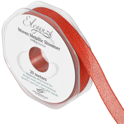 Red Woven Metallic Shimmer Ribbon 15mm x 20m (Eleganza) 1pc