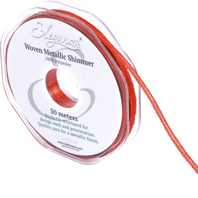 Red Woven Metallic Shimmer Ribbon 3mm x 50m (Eleganza) 1pc