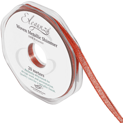 Red Woven Metallic Shimmer Ribbon 6mm x 20m (Eleganza) 1pc