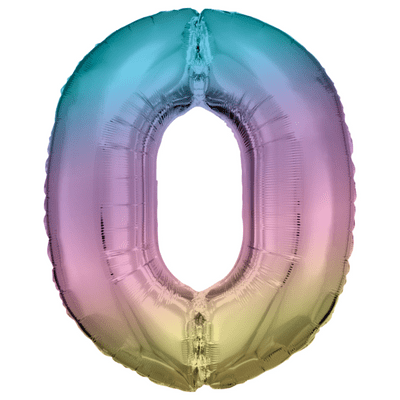 Riethmuller Pastel Rainbow Number 0 Balloon - 34