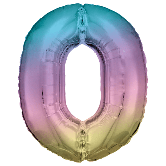 Riethmuller Pastel Rainbow Number 0 Balloon | Free Delivery
