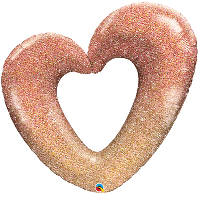 Rose Gold Glitter Heart Large Foil Balloon 1pc