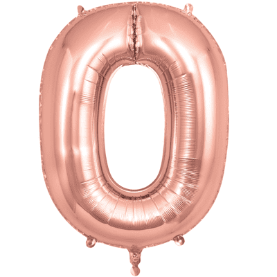 Rose Gold Number 0 Balloon - Foil Number Balloon 1pc (34