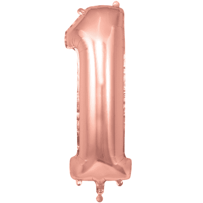 Rose Gold Number 1 Balloon - Foil Number Balloon 1pc (34