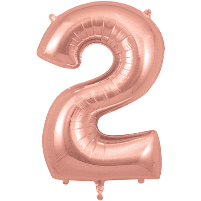 Rose Gold Number 2 Balloon - Foil Number Balloon 1pc (34