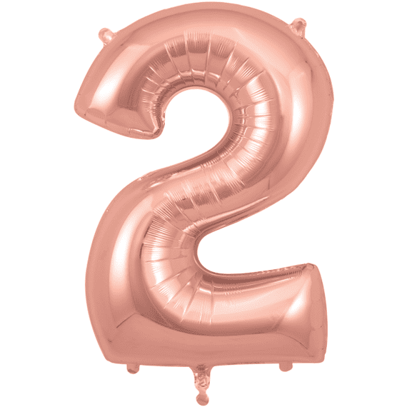 Rose Gold Number 2 Balloon - Oaktree Number Balloon | Free Delivery