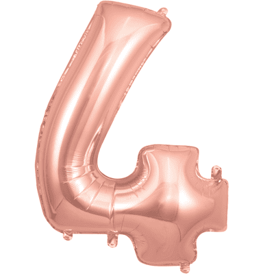 Rose Gold Number 4 Balloon - Foil Number Balloon 1pc (34