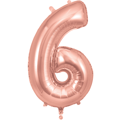 Rose Gold Number 6 Balloon - Foil Number Balloon 1pc (34