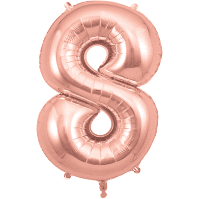 Rose Gold Number 8 Balloon - Foil Number Balloon 1pc (34