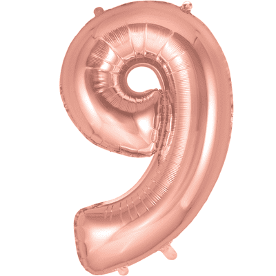 Rose Gold Number 9 Balloon - Foil Number Balloon 1pc (34