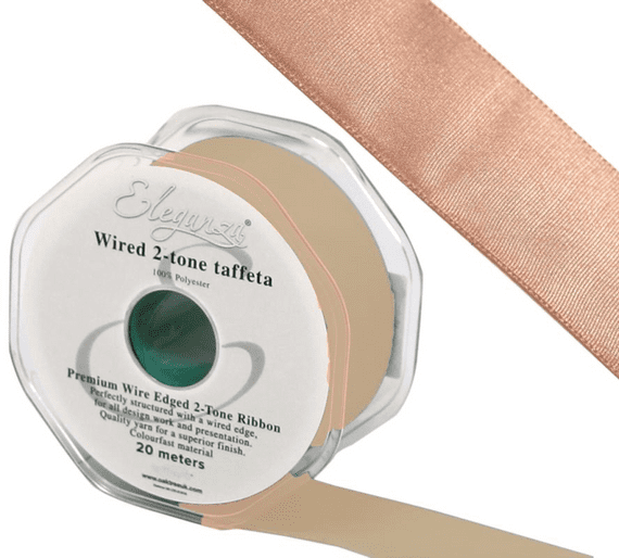 Rose Gold Wired Edge Taffeta Ribbon 38mm x 20m | Wholesale