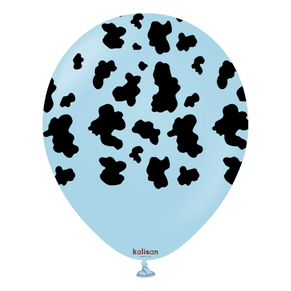 Safari Cow Macaron Blue 12 inch Balloons - 12