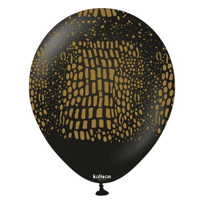 Safari Crocodile - Black w. Gold Ink 12 inch Kalisan Balloons 25pcs