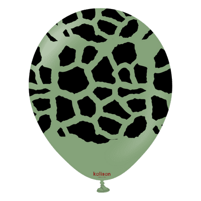 Safari Giraffe - Eucalyptus w. Black Ink 12 inch Kalisan Balloons 25pcs